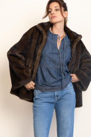STUDIO AR |  Faux fur jacket with drawstring Frankie | olive | Picture 5