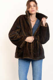 STUDIO AR |  Faux fur jacket with drawstring Frankie | olive | Picture 6