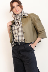 STUDIO AR :  Lamb leather blouse jacket Hollis | olive green - img4