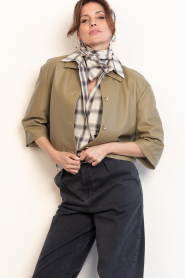 STUDIO AR :  Lamb leather blouse jacket Hollis | olive green - img6