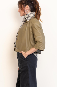 STUDIO AR :  Lamb leather blouse jacket Hollis | olive green - img7
