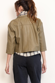 STUDIO AR :  Lamb leather blouse jacket Hollis | olive green - img8