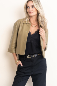STUDIO AR |  Lamb leather blouse jacket Hollis | olive green | Picture 6