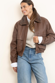 STUDIO AR |  Leather bomber Abigale | cognac | Picture 2