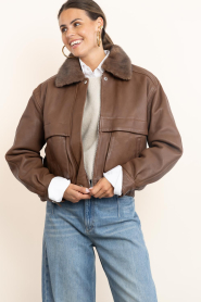 STUDIO AR |  Leather bomber Abigale | cognac | Picture 7