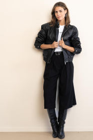 STUDIO AR :  Leather bomber jacket Willow | black - img3