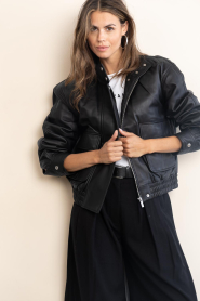 STUDIO AR :  Leather bomber jacket Willow | black - img4
