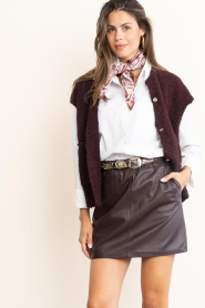 STUDIO AR |  Knitted bouclé cardigan Idony | burgundy | Picture 4