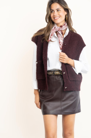 STUDIO AR |  Knitted bouclé cardigan Idony | burgundy | Picture 6