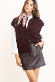 STUDIO AR |  Knitted bouclé cardigan Idony | burgundy | Picture 7