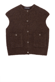 STUDIO AR |  Knitted bouclé cardigan Idony | dark brown | Picture 1