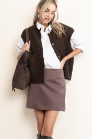 STUDIO AR |  Knitted bouclé cardigan Idony | dark brown | Picture 2