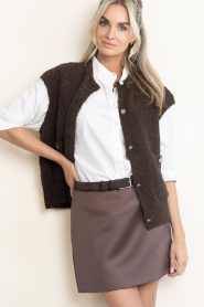 STUDIO AR |  Knitted bouclé cardigan Idony | dark brown | Picture 5