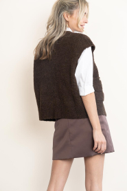 STUDIO AR |  Knitted bouclé cardigan Idony | dark brown | Picture 6