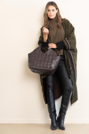 Cala Jade |  Hand braided leather bag Misu L | brown | Picture 2
