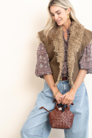 Cala Jade |  Hand braided leather bag Misu mini | Camel | Picture 3