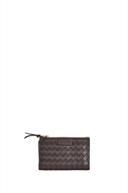 Cala Jade |  Hand braided leather wallet Caia | brown