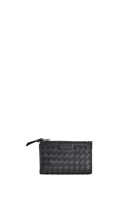 Cala Jade |  Hand braided leather wallet Caia | black