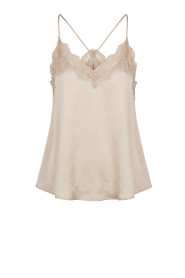 by-bar |  Satin top with lace Pia | natural