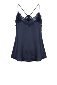 by-bar |  Satin top with lace Pia | blue