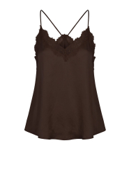by-bar |  Satin top with lace Pia | brown | Picture 1