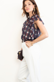 by-bar |  Checkered top with ruches Danee | burgundy | Picture 6