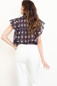 by-bar |  Checkered top with ruches Danee | burgundy | Picture 7