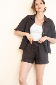 by-bar |  Linen shorts Lio | brown | Picture 2
