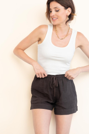 by-bar |  Linen shorts Lio | brown | Picture 4