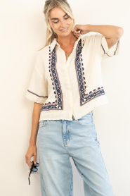 by-bar |  Cotton blouse with embroidery Jela | natural | Picture 4