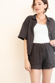 by-bar |  Linen blouse Mara | brown | Picture 6