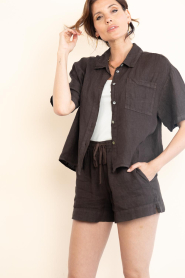 by-bar |  Linen blouse Mara | brown | Picture 5