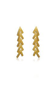 by-bar |  Gold pleated brass earrings Farrah | gold | Picture 1