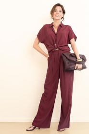 by-bar |  Viscose wide leg trousers Benji | burgundy | Picture 3