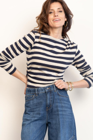 by-bar |  Striped longsleeve with boat neck Leya | blue | Picture 4
