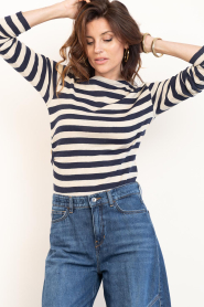 by-bar |  Striped longsleeve with boat neck Leya | blue | Picture 6