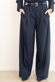 by-bar :  Wide leg pinstripe trousers Frida | blauw - img5