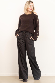 by-bar :  Wide leg pinstripe pants Pelle | brown - img2