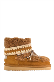 MOU |  Teddy boots lace-up boots Curly | cognac | Picture 1
