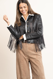 Alter Ego |  Leather fringe jacket Charlie | bruin | Picture 5