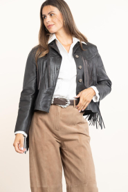 Alter Ego |  Leather fringe jacket Charlie | bruin | Picture 6