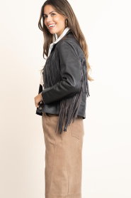 Alter Ego |  Leather fringe jacket Charlie | bruin | Picture 8