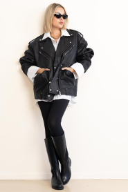 Alter Ego |  Oversized leather biker jacket Carmel | black | Picture 3