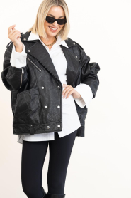 Alter Ego |  Oversized leather biker jacket Carmel | black | Picture 2