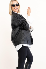 Alter Ego |  Oversized leather biker jacket Carmel | black | Picture 6