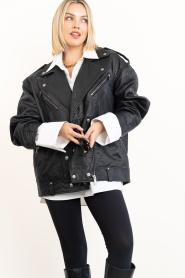 Alter Ego |  Oversized leather biker jacket Carmel | black | Picture 5