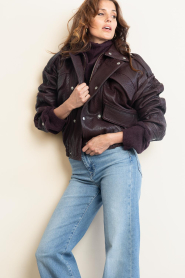 Alter Ego |  Leather biker jacket Holly | burgundy | Picture 6