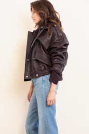 Alter Ego |  Leather biker jacket Holly | burgundy | Picture 7