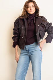 Alter Ego |  Leather biker jacket Holly | burgundy | Picture 9
