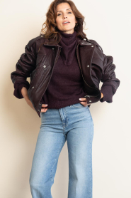 Alter Ego |  Leather biker jacket Holly | burgundy | Picture 2
